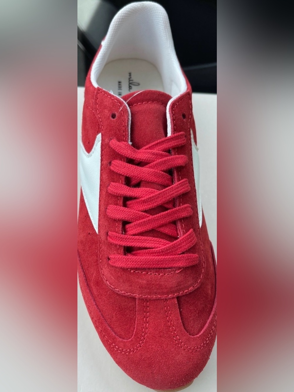 Mila Paoli Womens Red Suede Lifestyle Sneakers - Casual Comfort